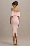 Bayshore Pink Bow Bardot Midi Dress