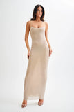 Jasmyn Hot Fix Maxi Dress With Mesh Back Nude