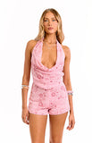 Vinne Light Pink Beaded Shorts