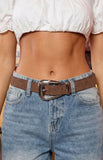 Carolyn Dark Brown Suedette Belt with Silver Buckle