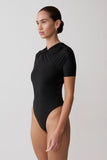 Junie Shortsleeve Cross Over Bodysuit Black