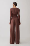 Dewi Wide Leg Modal Pants Chocolate