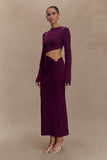 Azariah Long Sleeve Knit Midi Dress Plum
