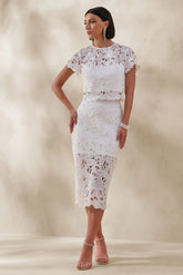 Aisling White Lace Midi Skirt