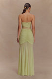 Khadijah Lace And Mesh Maxi Dress Sage