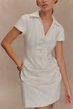 Tarryn Collared Cotton Mini Dress White