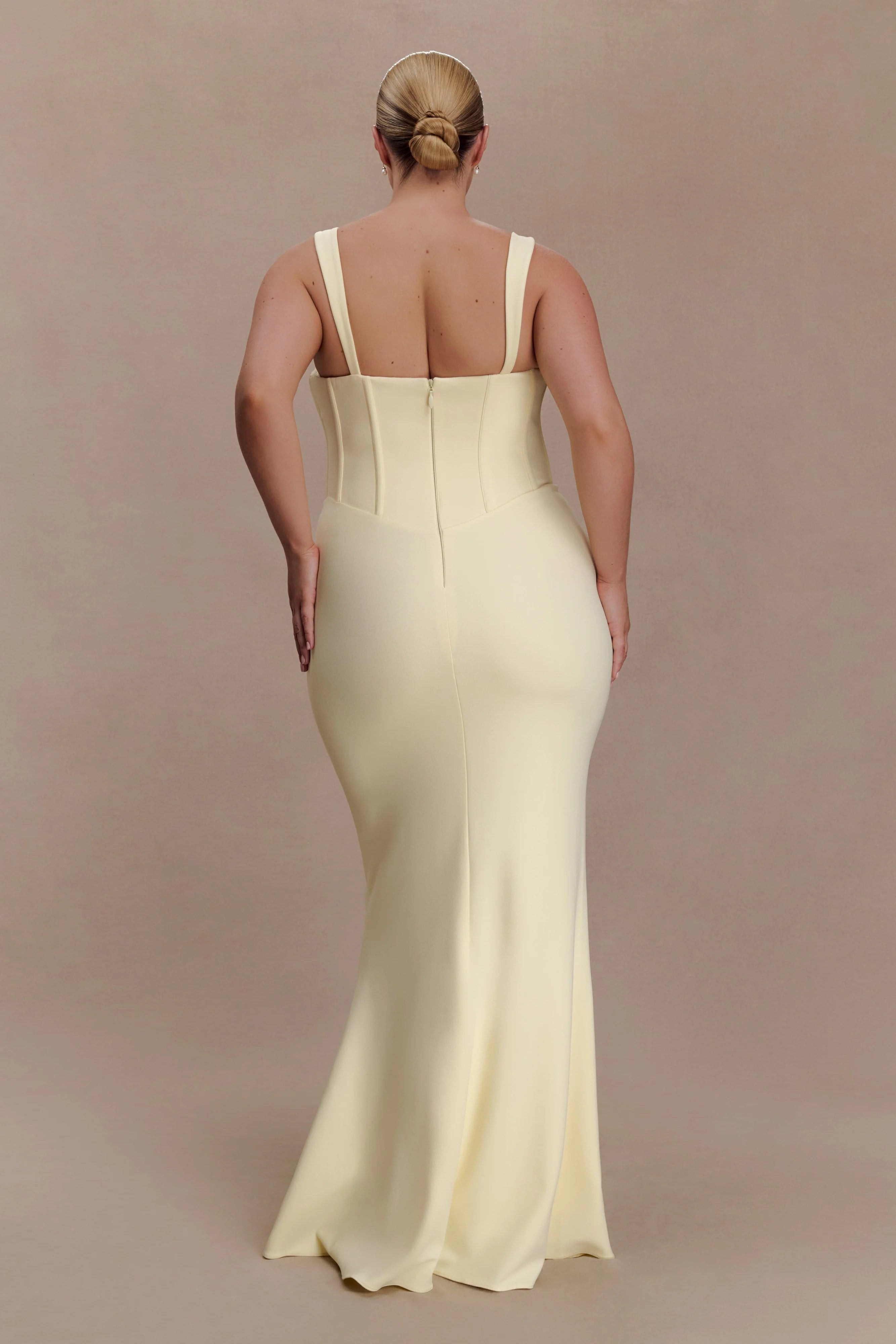 Luella Crepe Corset Maxi Dress Lemon