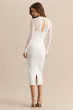Kaelina White Square Neck Midi Dress
