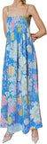 Women Boho Floral Maxi Dress Backless Spaghetti Strap A Line Flowy Summer Vacation Long Dress