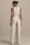 Corina Nude Cowl Neck Jumpsuit With Tie Detail