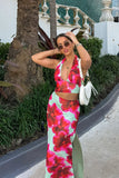Elsa Green Floral Maxi Skirt