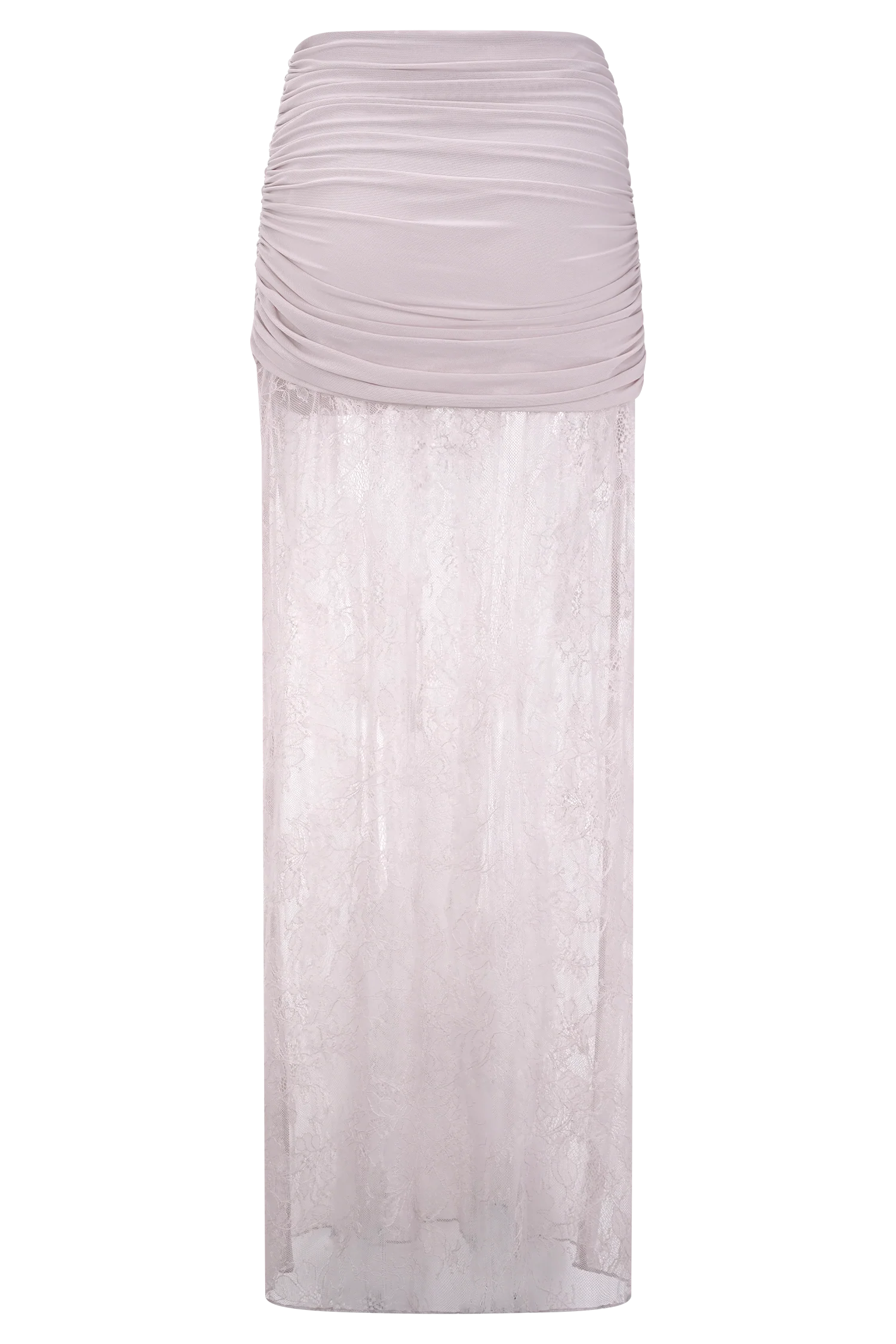 Guinevere Lace And Mesh Maxi Skirt Lilac