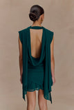 Giulia Chiffon Draped Mini Dress Dark Emerald