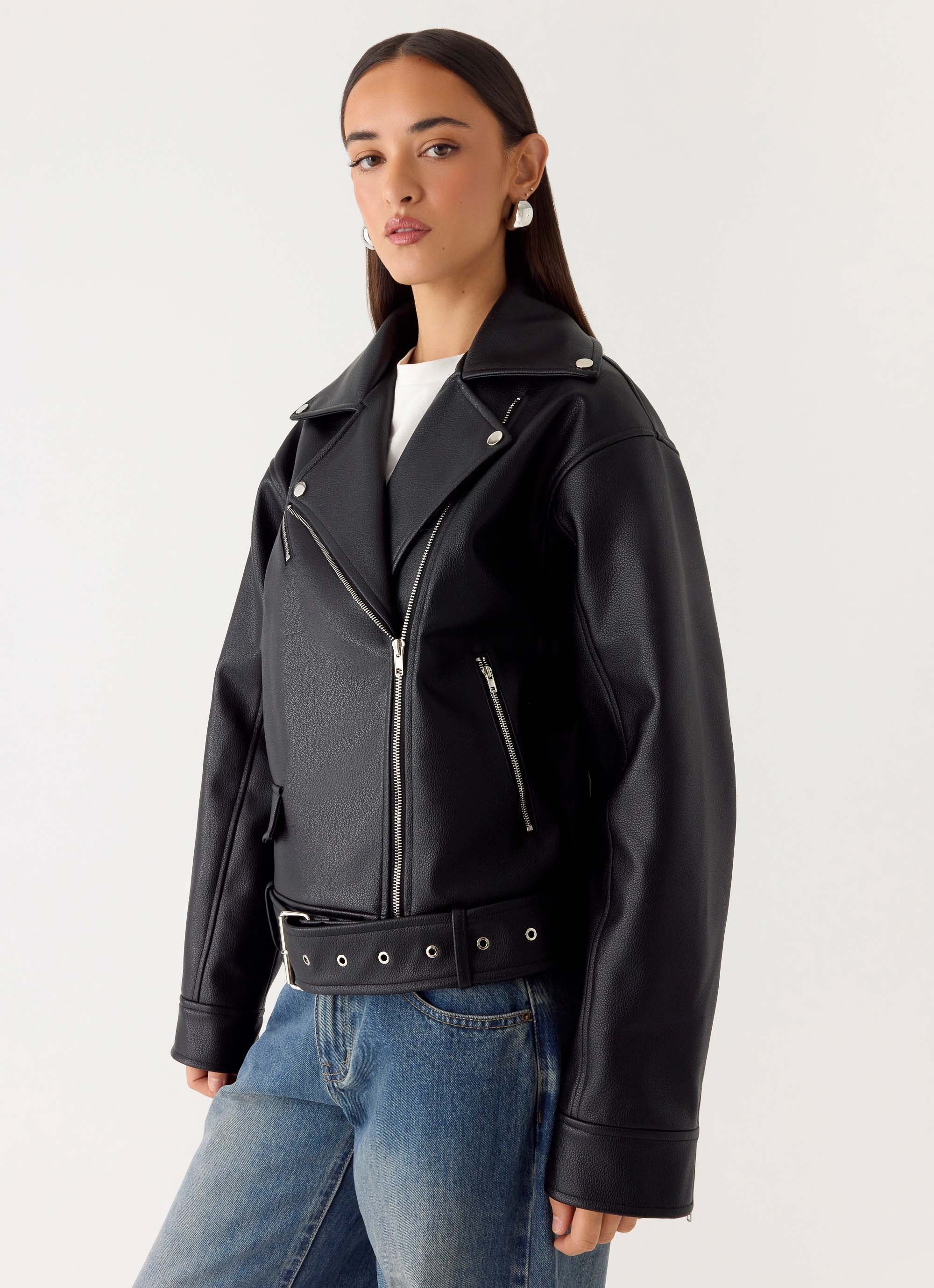 Ethan PU Biker Jacker Black