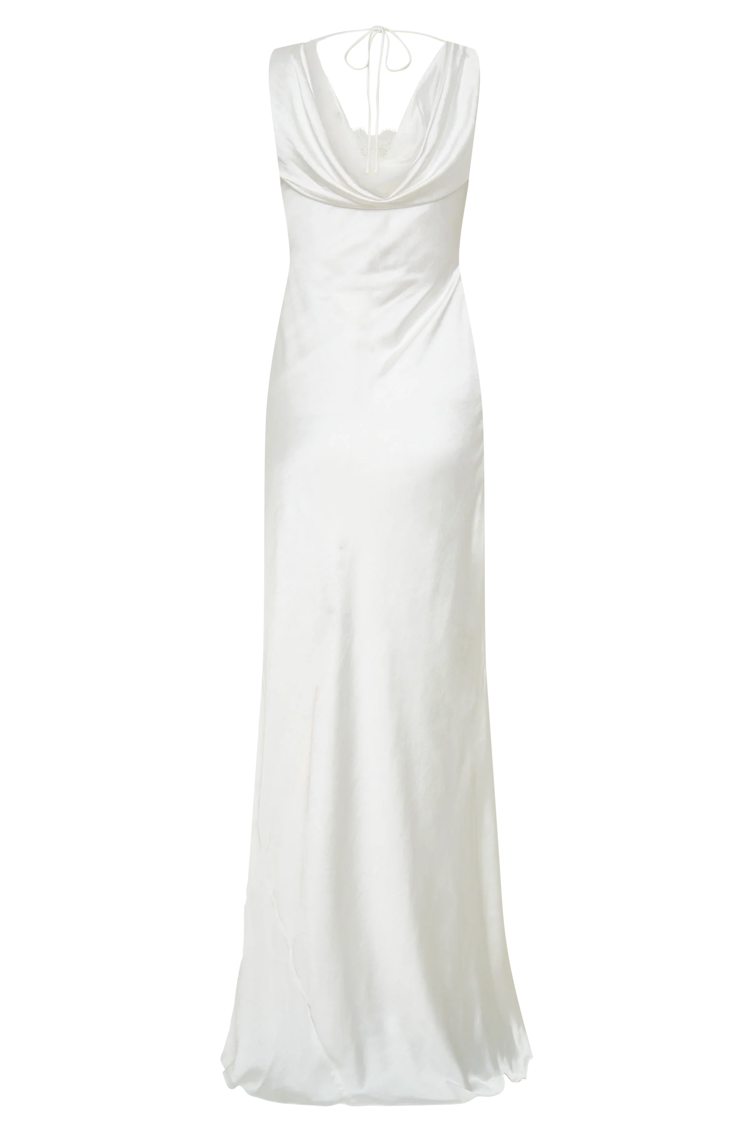 Ashley Cowl Neck Lace And Satin Maxi Dress Ivory