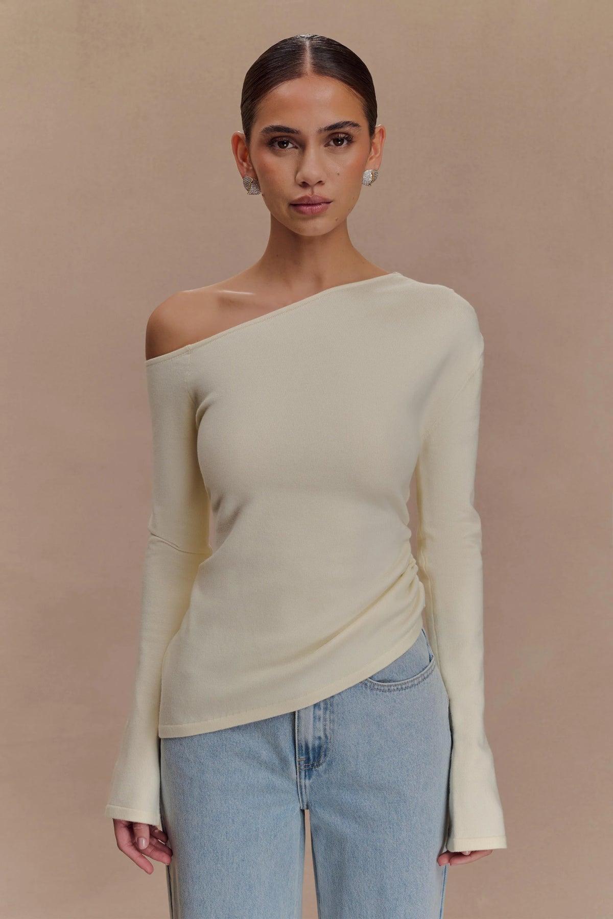 Miles Off Shoulder Knit Top Ivory