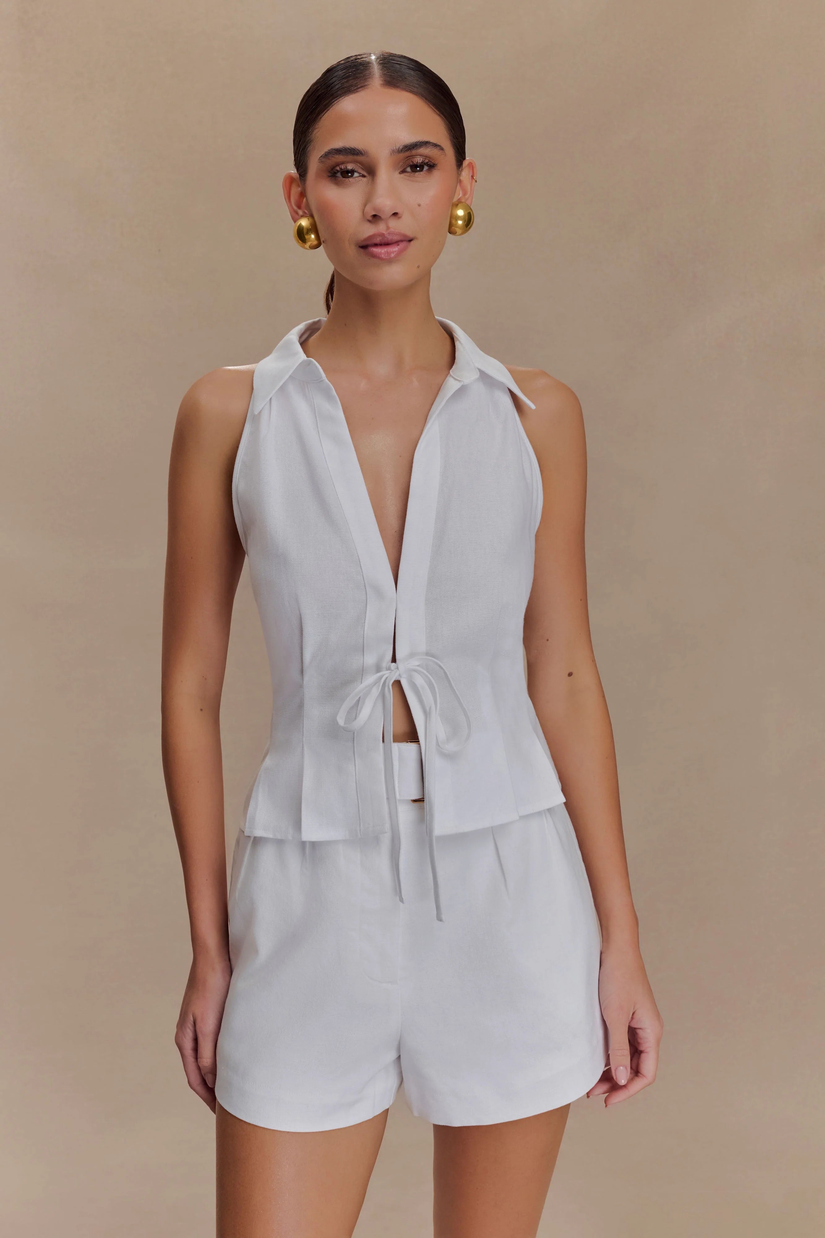 Scout Sleeveless Linen Shirt White