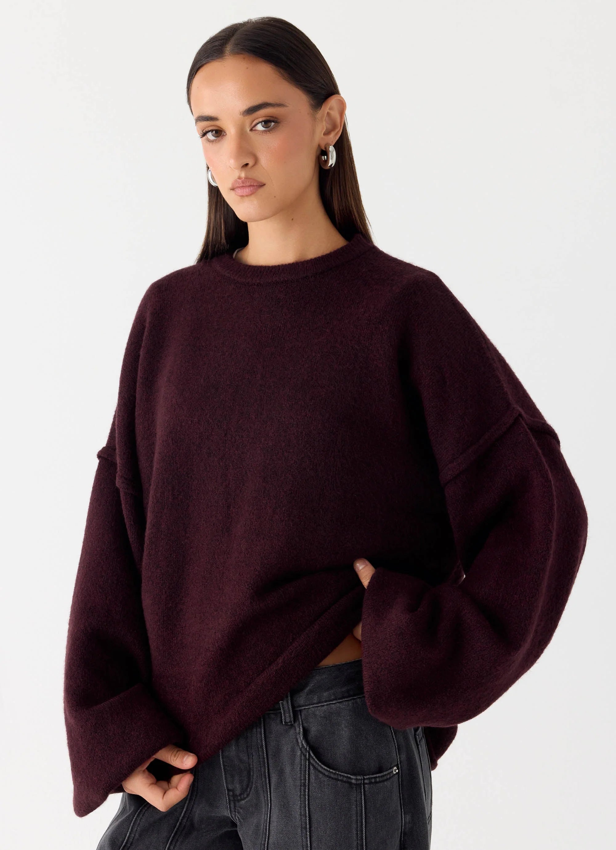 Jack Oversized Knit Sweater Plum