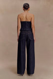 Monte Strapless Denim Corset Washed Indigo Blue