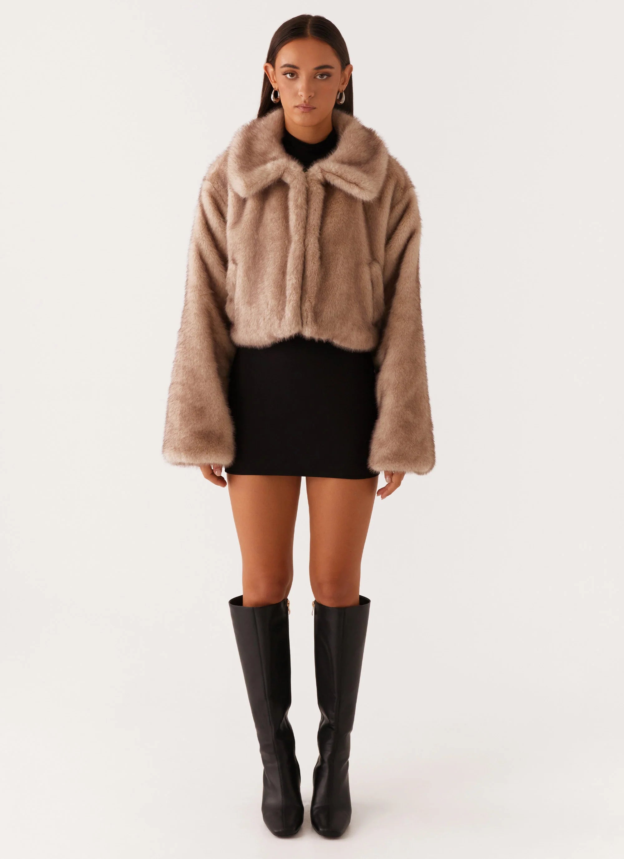 Yasmina Faux Fur Jacket Beige