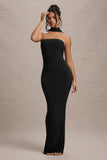 Nobu Black Bandeau Maxi Dress With Halter Collar