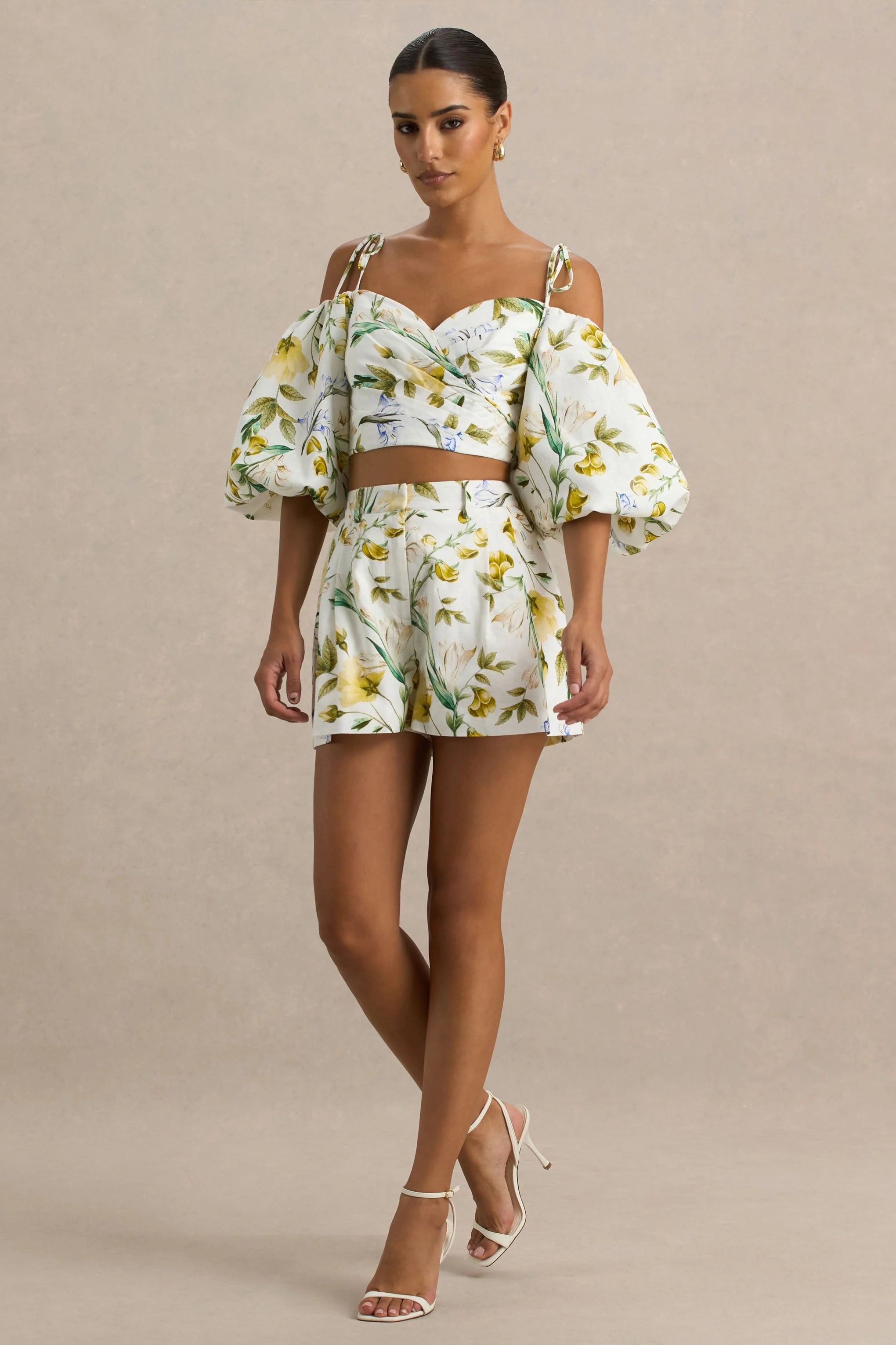 Pixel Lemon Floral Print Shorts