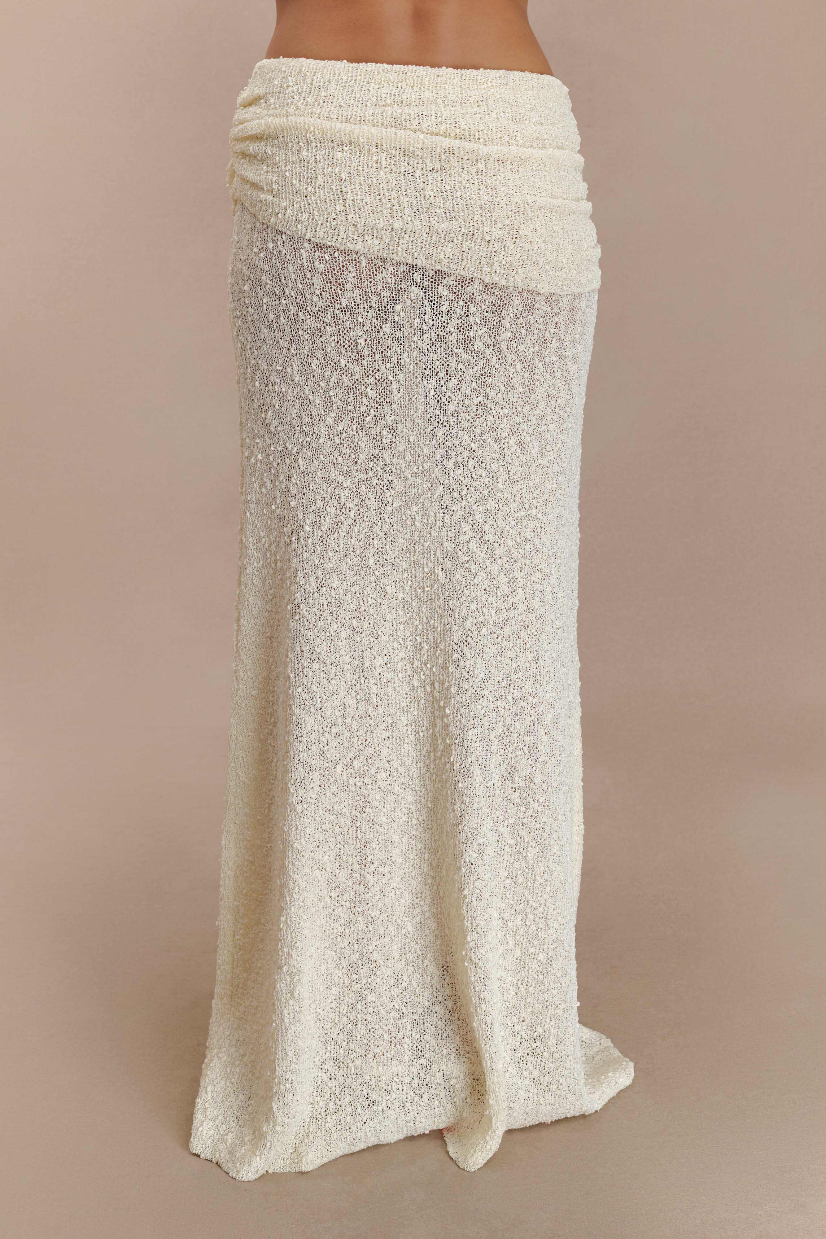 Petra Ruched Knit Maxi Skirt Ivory