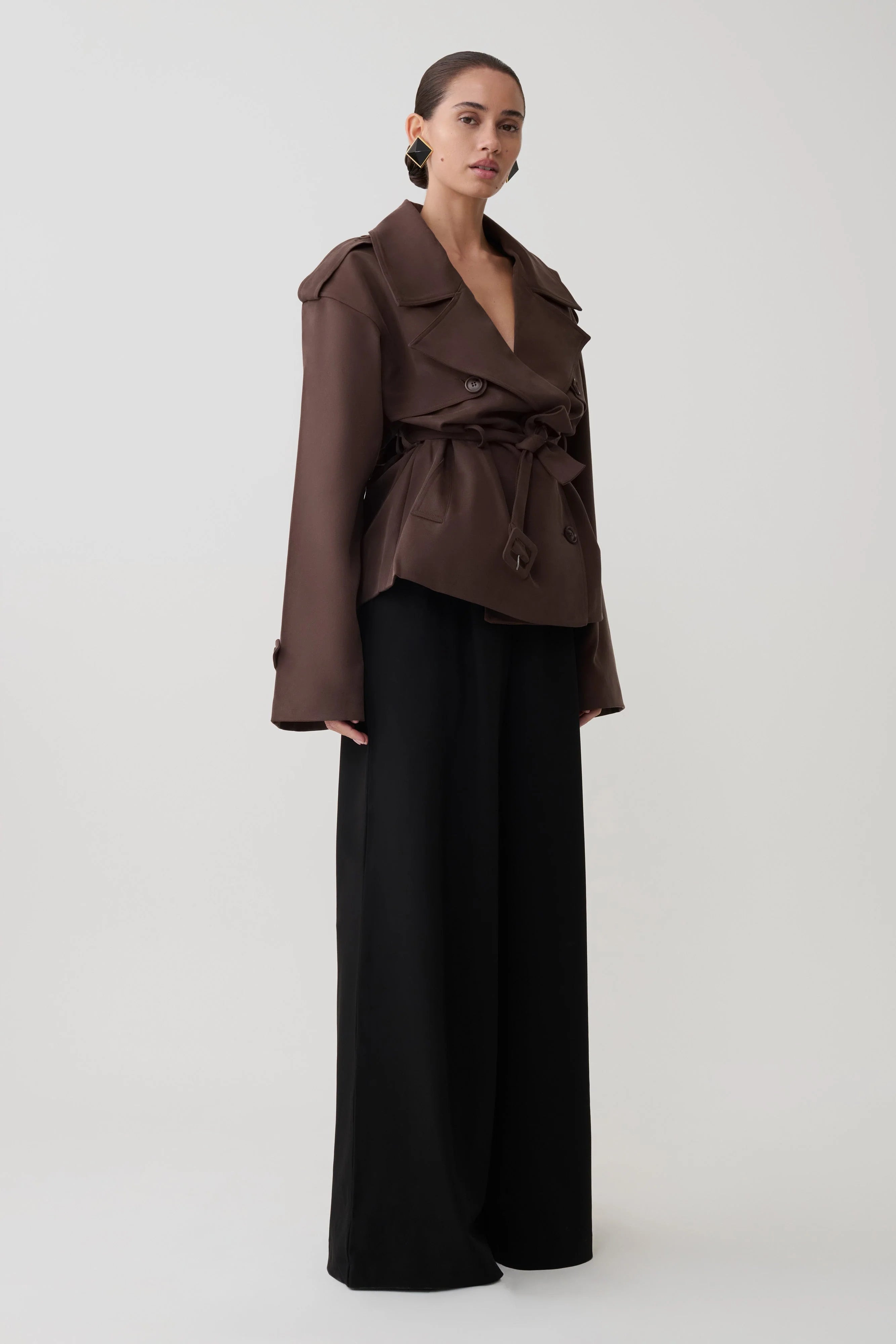 Alden Short Trench Jacket Chocolate