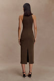 Kennedy High Neck Midi Dress Chocolate