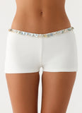 Rosmunda Beaded Mini Shorts - White