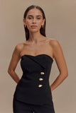 Lindie Strapless Suiting Top Black