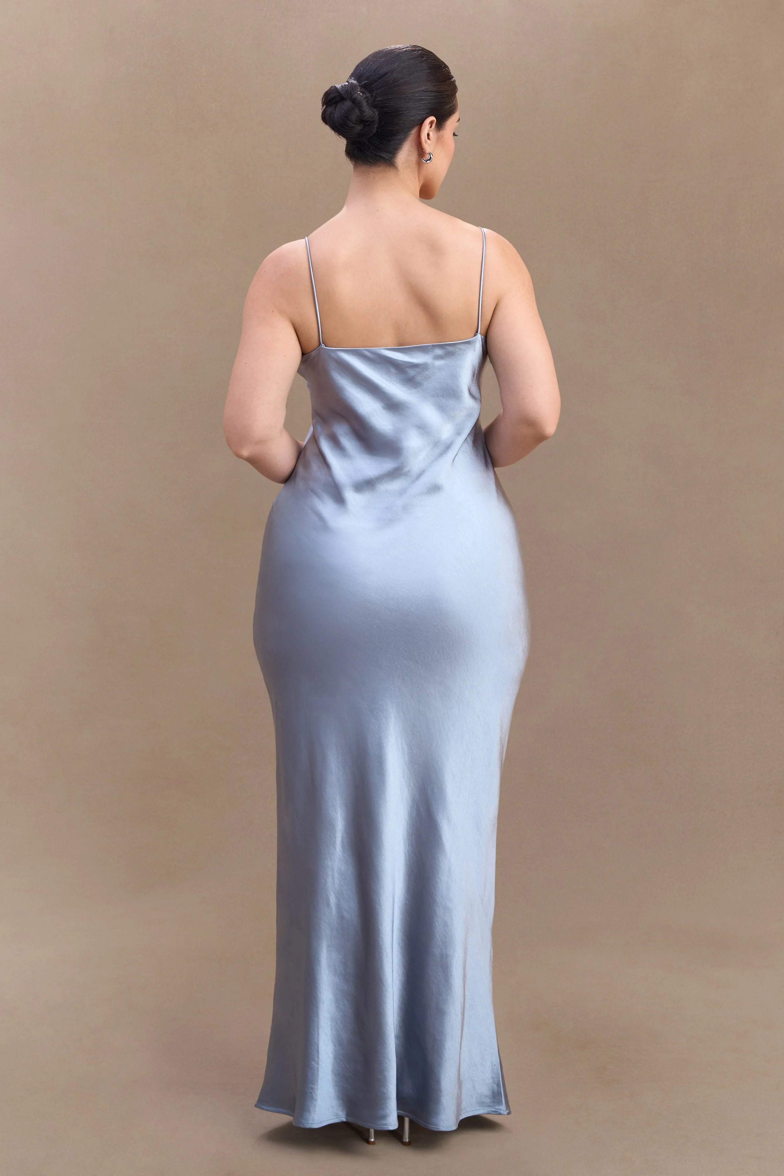 Lilly Sweetheart Satin Maxi Dress Frosted Blue