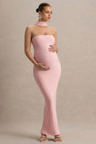 Glaze Pink High Neck Maternity Maxi Dress