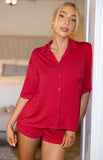 Jamey Burgundy Mini Pajama Shorts