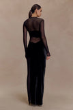 Davina Velvet And Mesh Maxi Dress Black