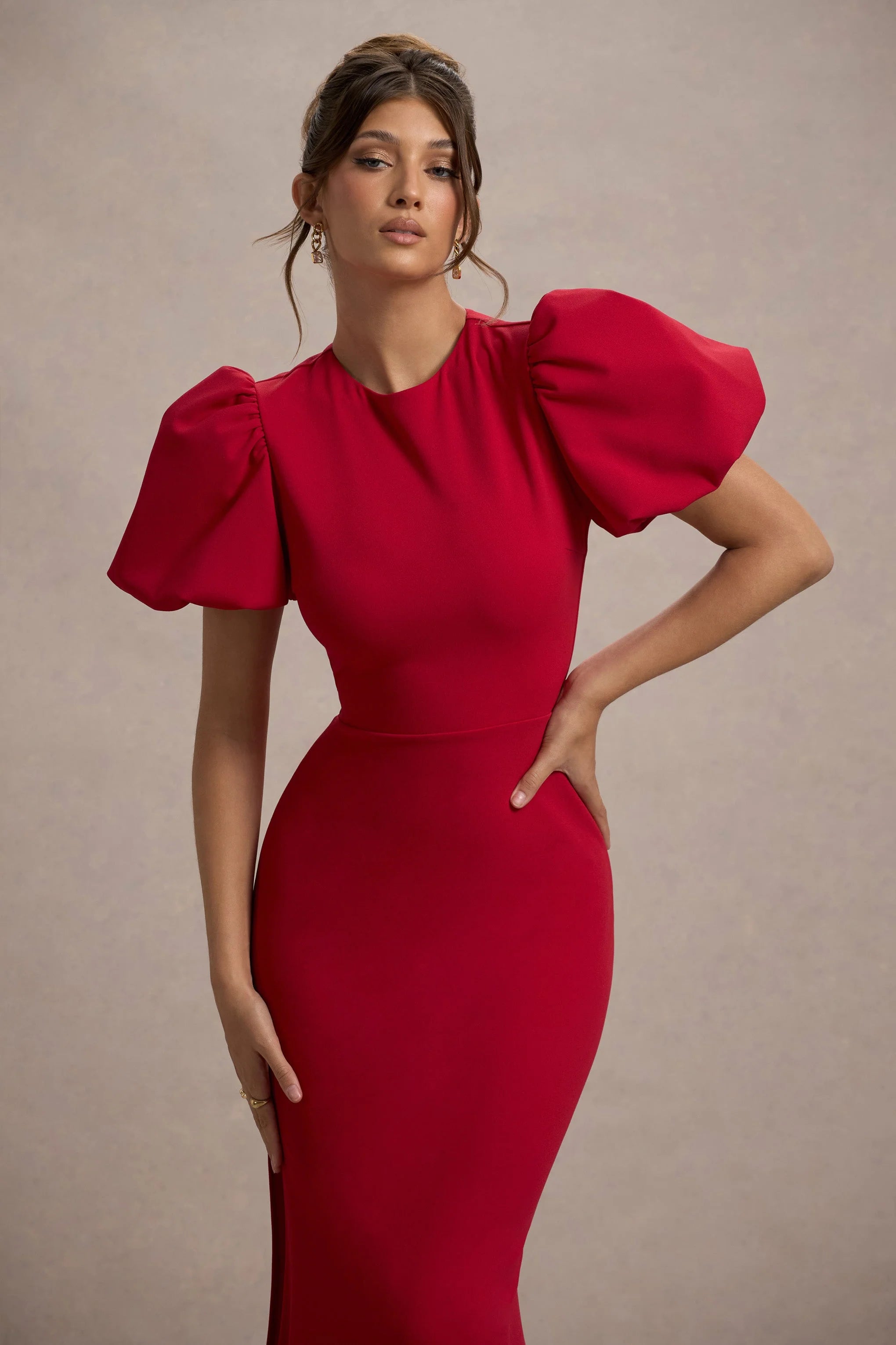 Love Letters Red Puff Sleeve Maxi Dress