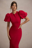 Love Letters Red Puff Sleeve Maxi Dress