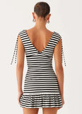 Acacia Mini Dress - Black White Stripe