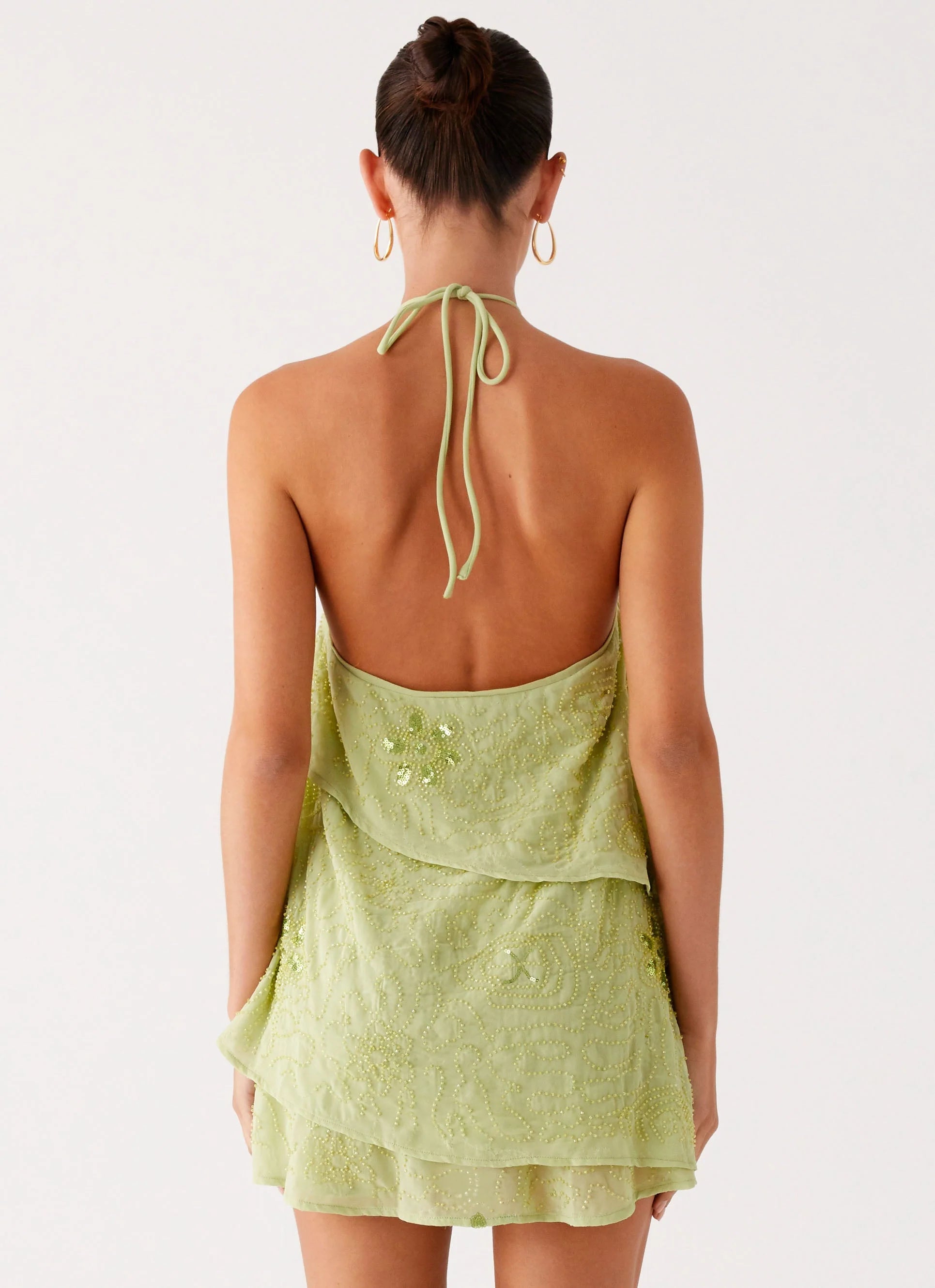 On The Go Beaded Mini Dress Mint