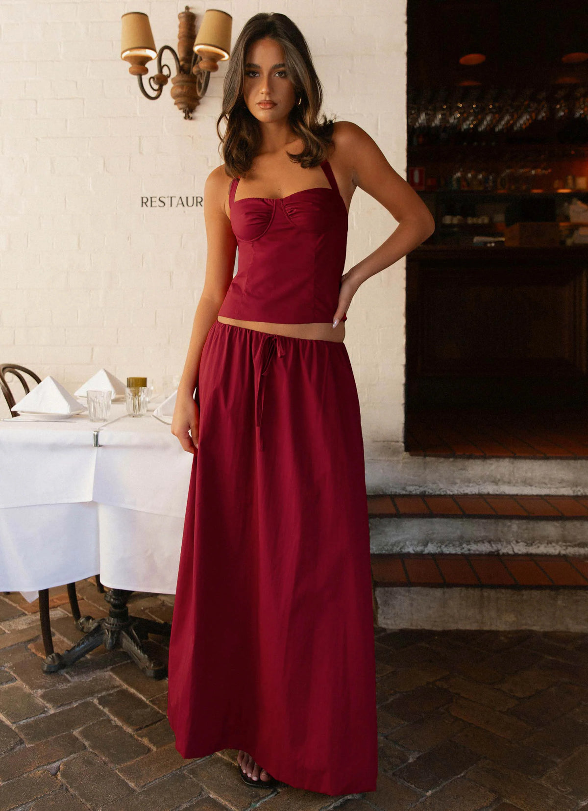 Cheryl Maxi Skirt Cherry Red