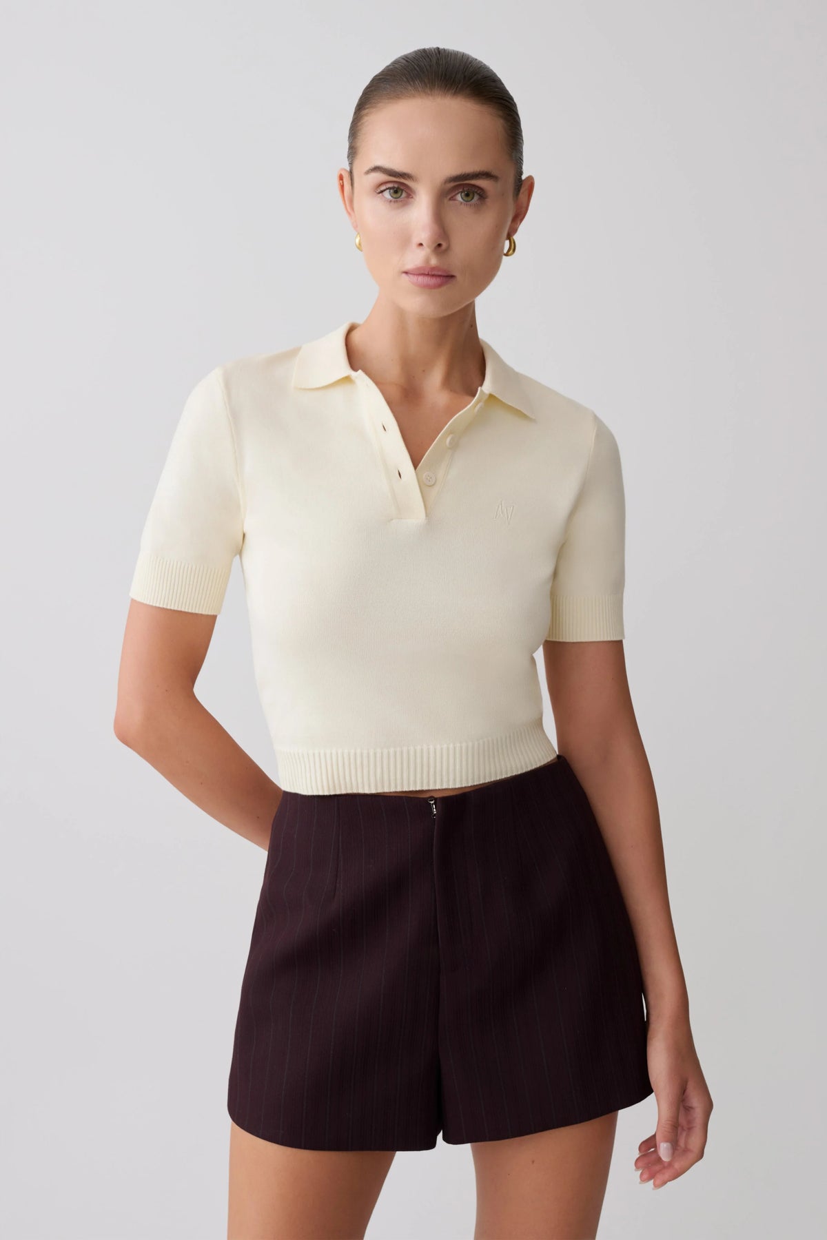 Philly Knit Button Up Top Ivory