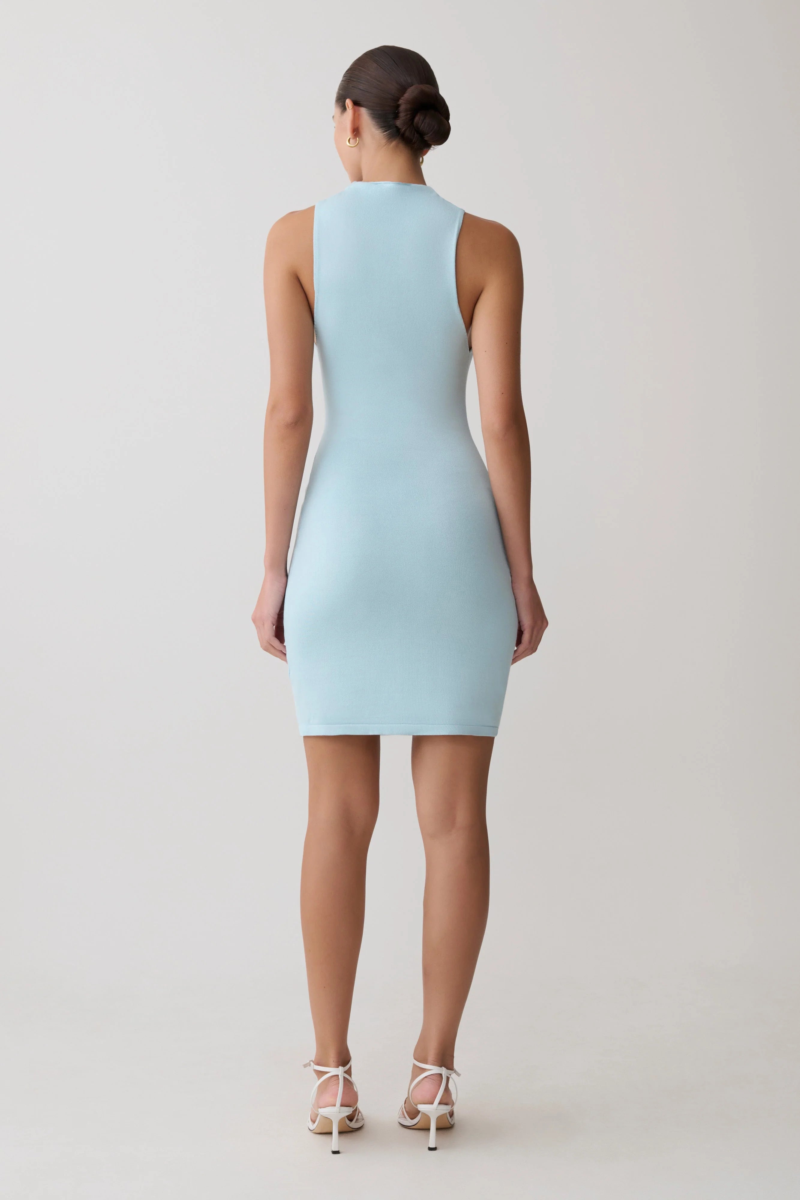 Hector Halter Neck Knit Mini Dress Blue