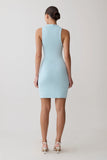 Hector Halter Neck Knit Mini Dress Blue