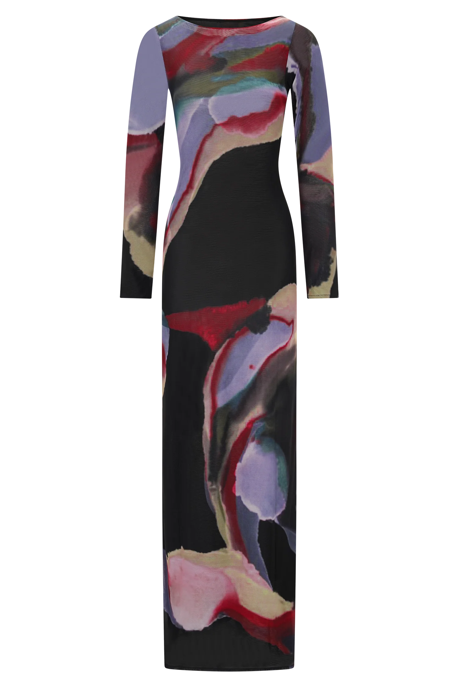 Soraya Long Sleeve Mesh Maxi Dress Multi Fluid Reverie Print