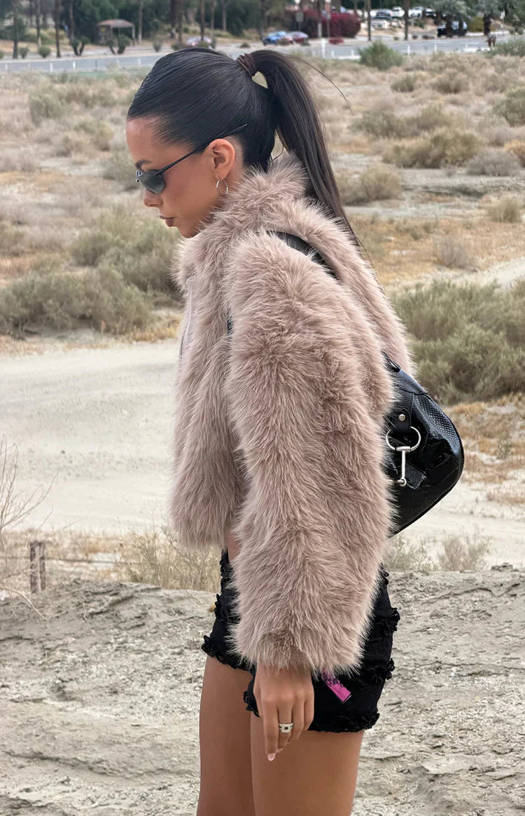 Nero Light Brown Faux Fur Jacket