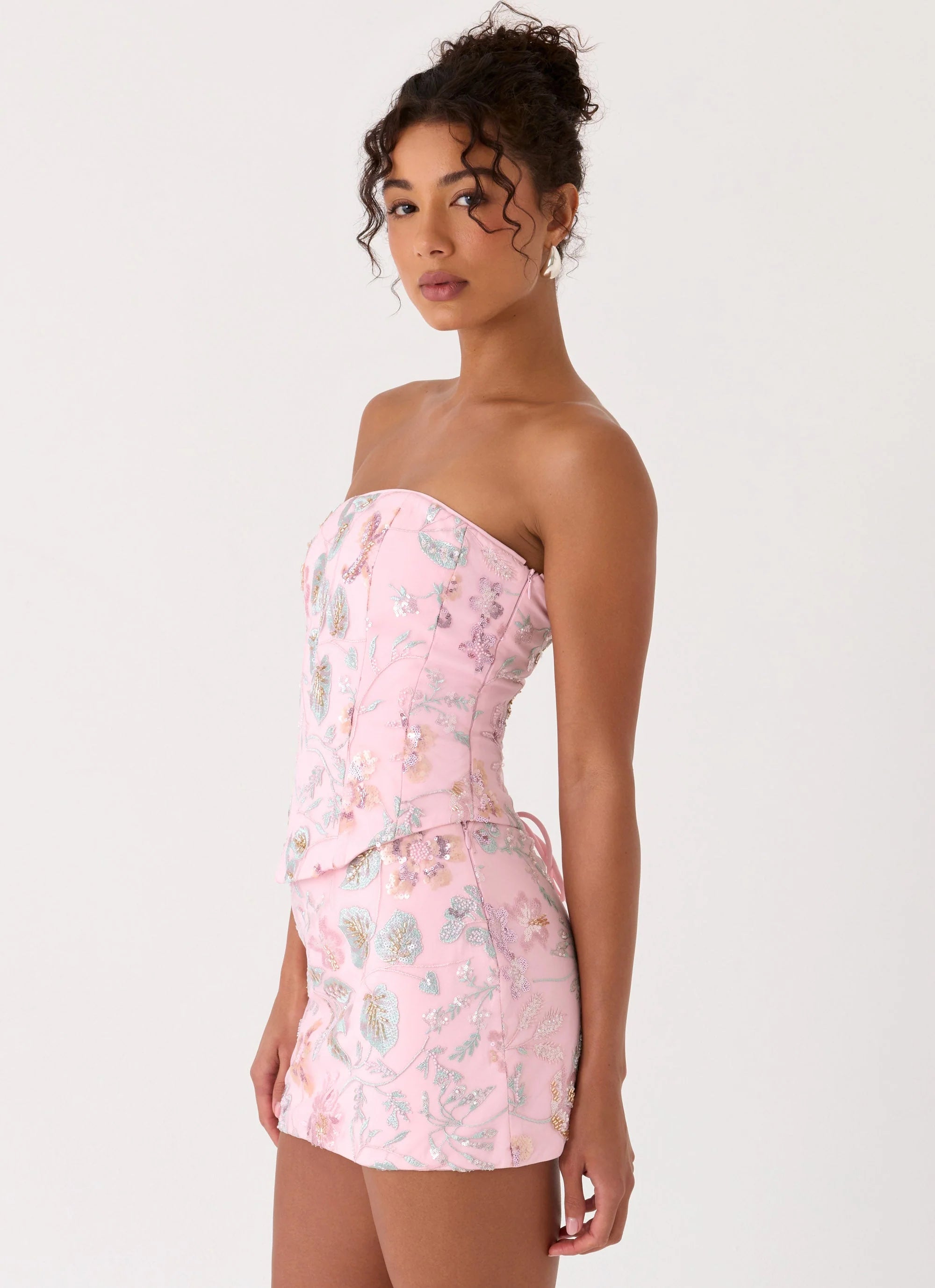 Solaire Strapless Corset Top - Pink
