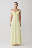 Mabel Off Shoulder Chiffon Maxi Dress Lemon
