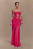 Khadijah Lace And Mesh Maxi Dress Dragonfruit