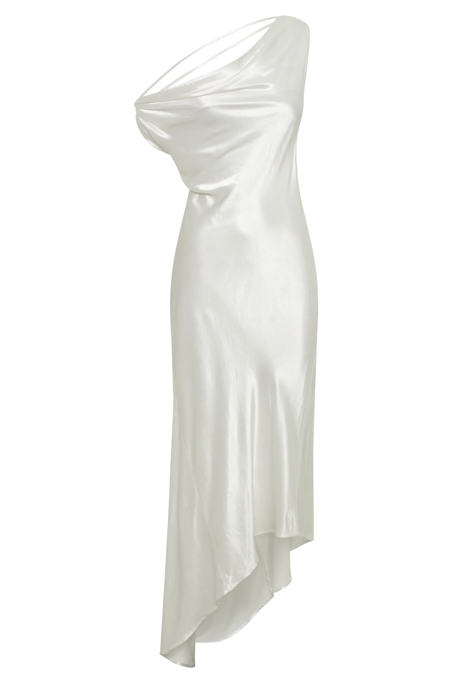 Yvette Slip Maxi Dress With Asymmetrical Hem White