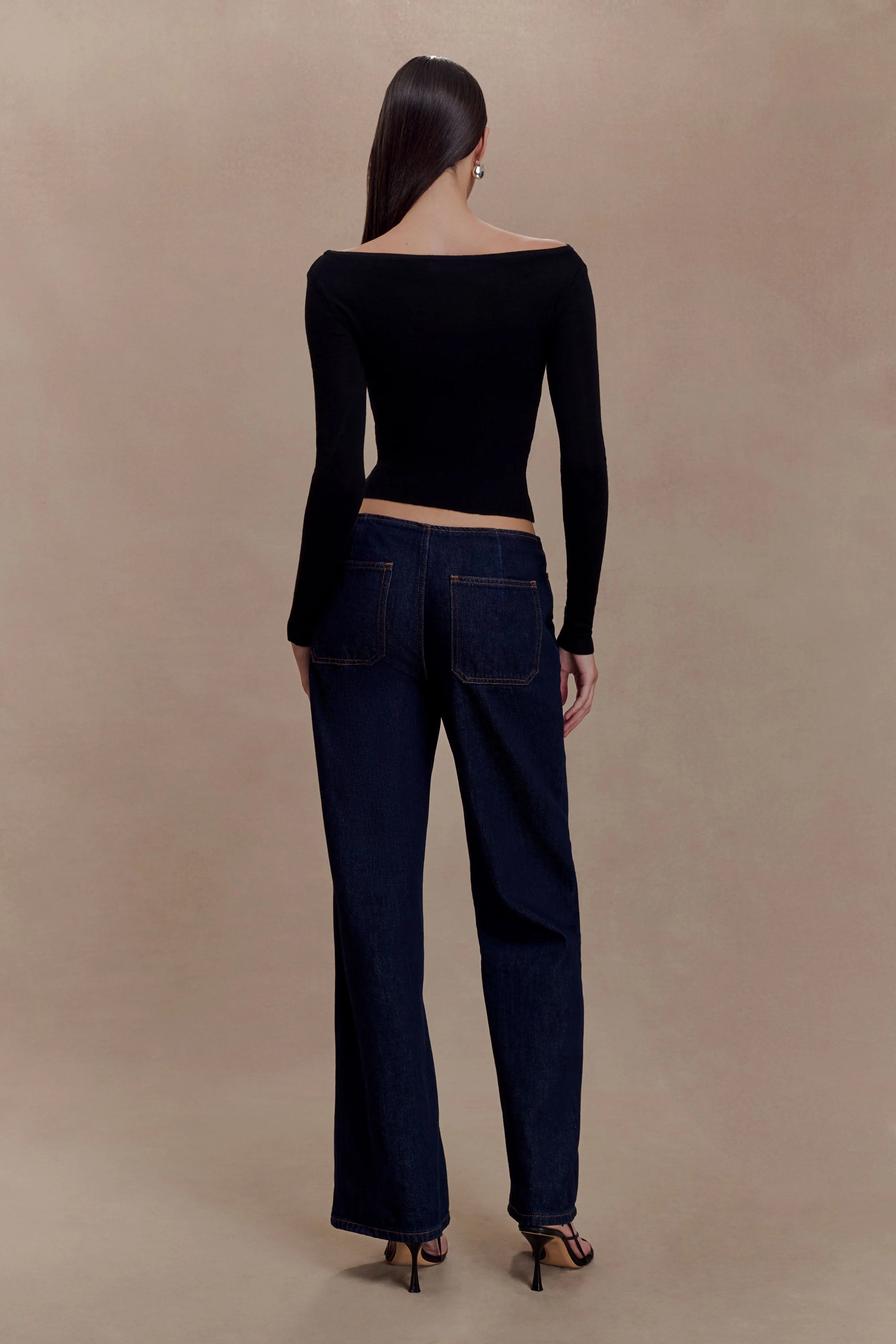 Paedyn Merino Wool Ribbed Long Sleeve Top Black